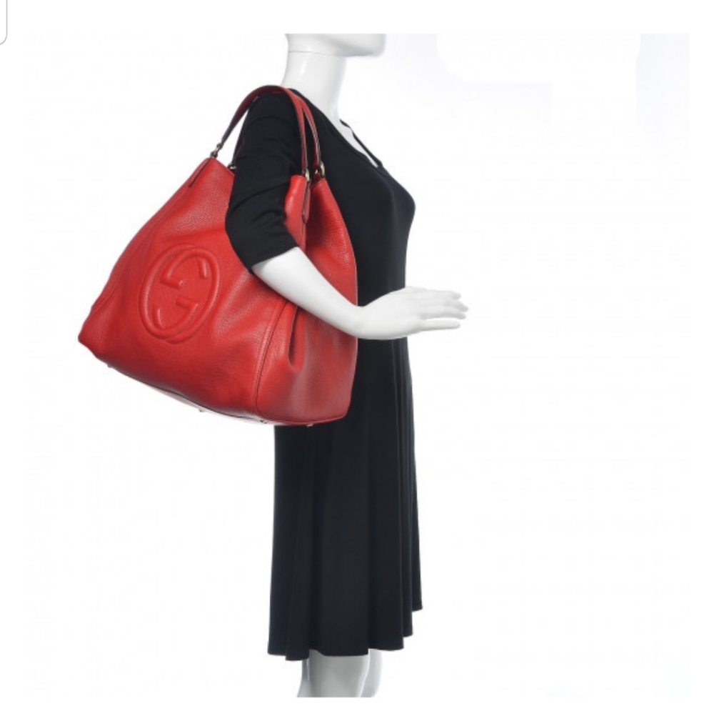 GUCCI SOHO SHOULDER BAG LEATHER LARGE RED - Picture 2 of 16